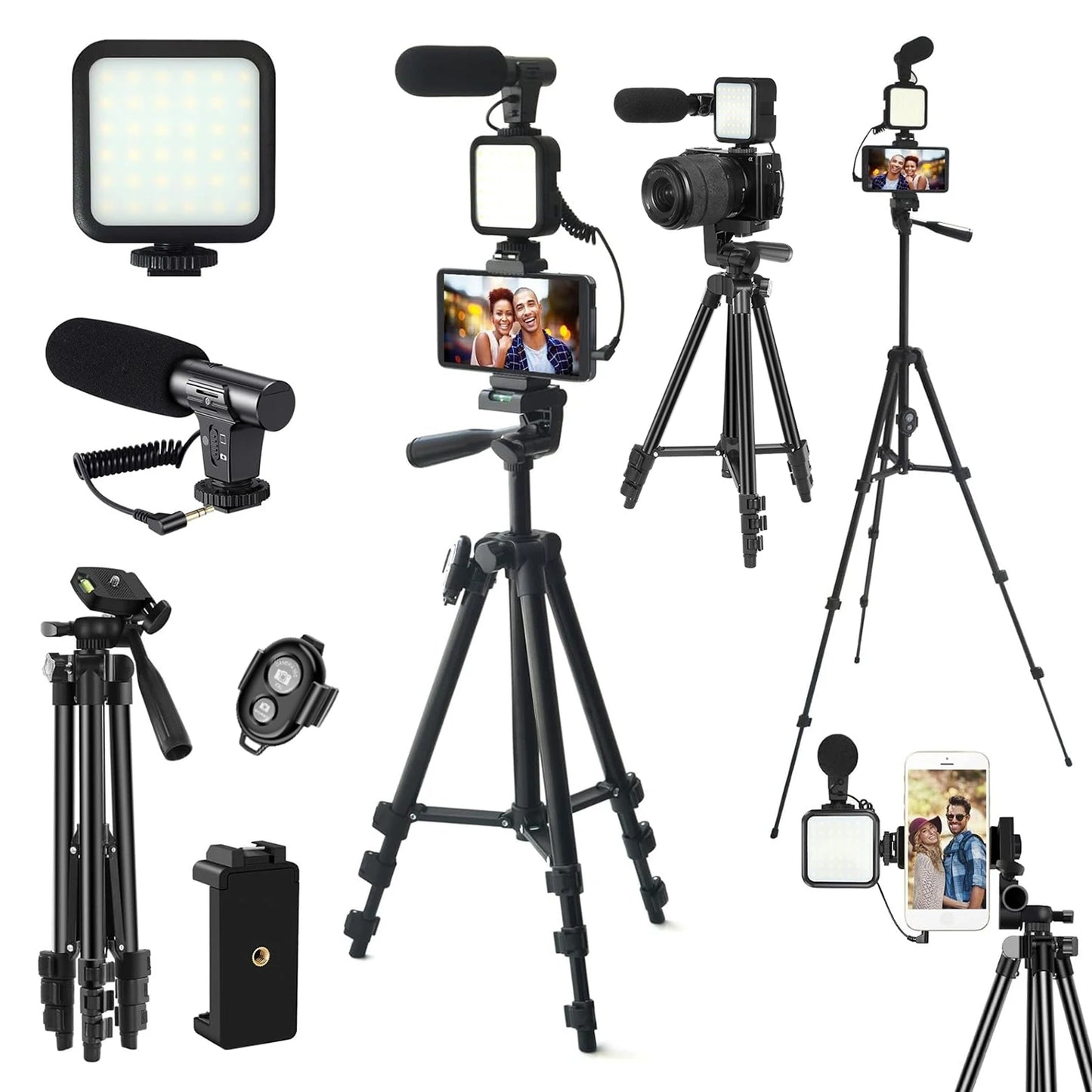 Complete Vlogging/Podcast Kit (Tripod, Microphone, LED + More)