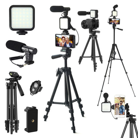 Complete Vlogging/Podcast Kit (Tripod, Microphone, LED + More)